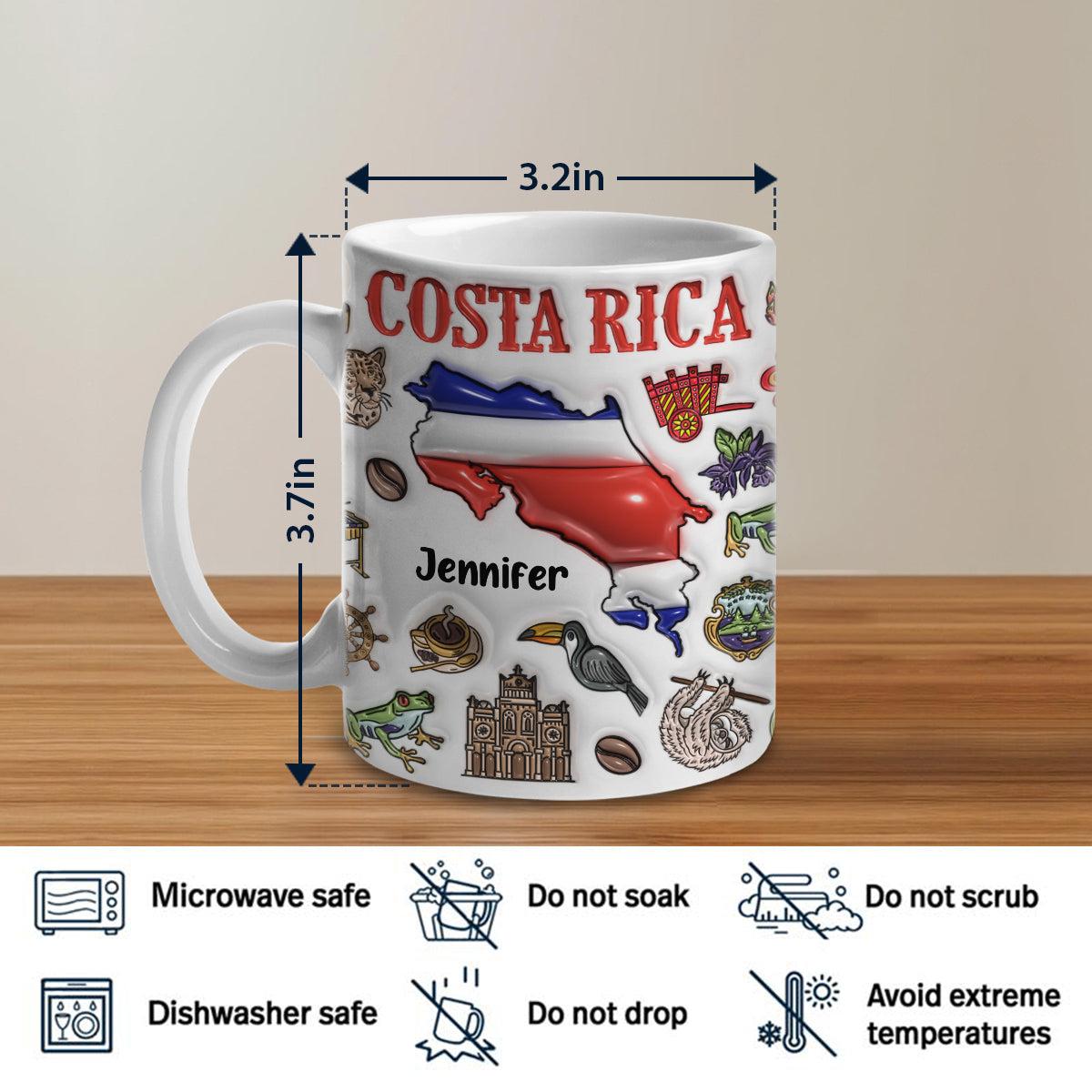 Custom Costa Rica Coffee Mug Cup With Your Name