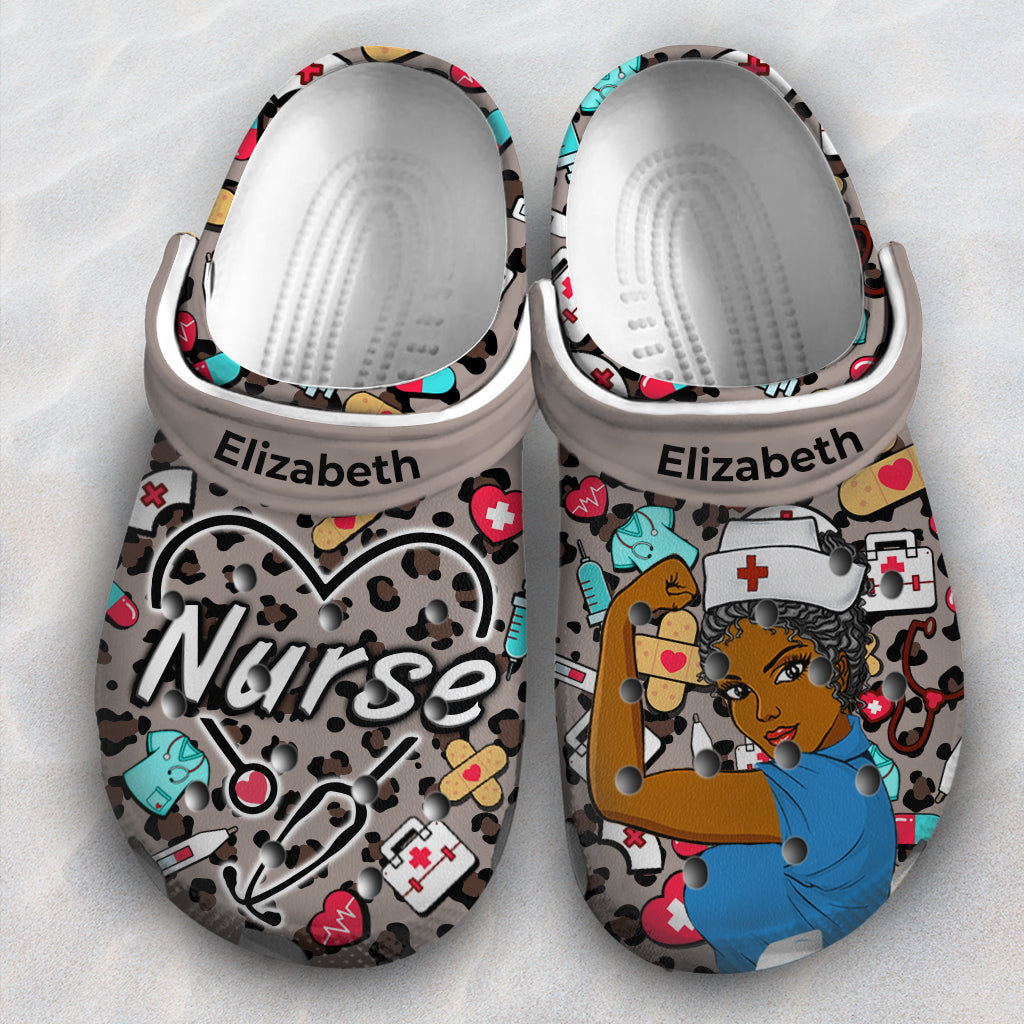Custom Nurse Clogs Shoes With Full Pattern And Symbols
