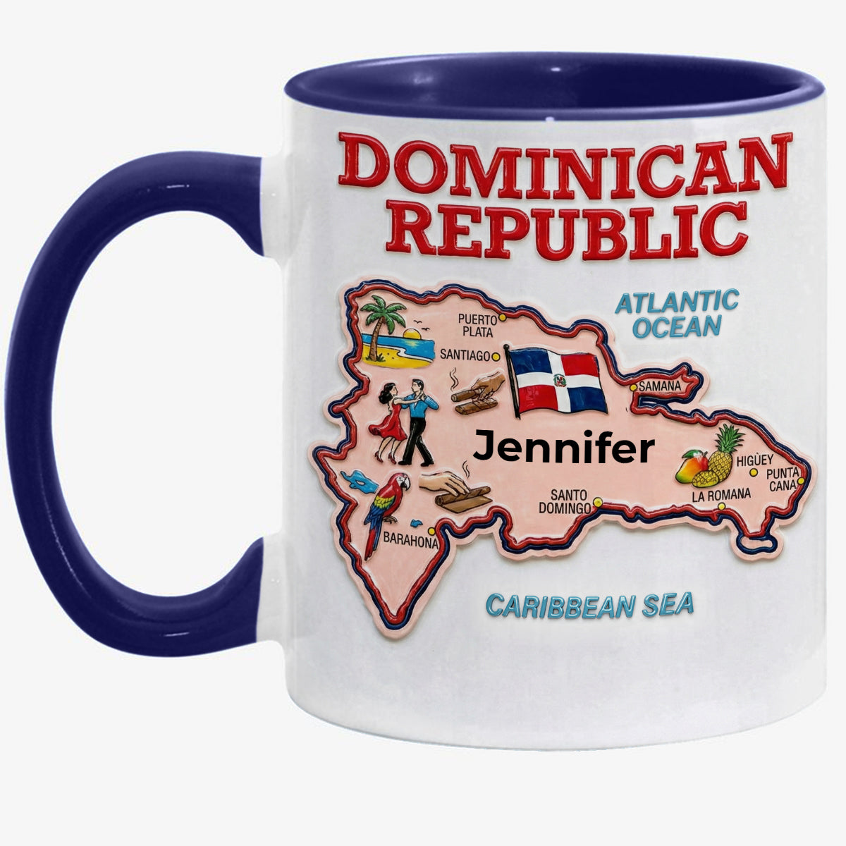 Custom Dominican Republic Map Accent Mug With Your Name