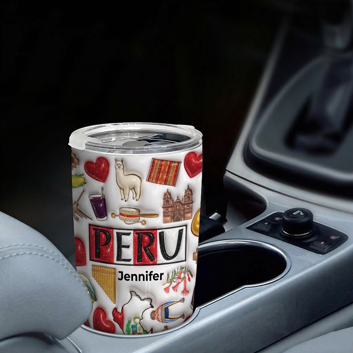 Custom Peru Tumbler With Your Name With Glitter Effect Print