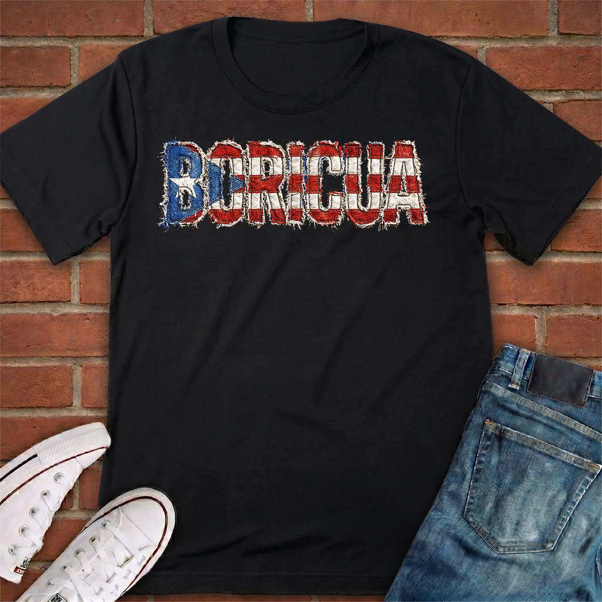Distressed Boricua Printed T-shirt