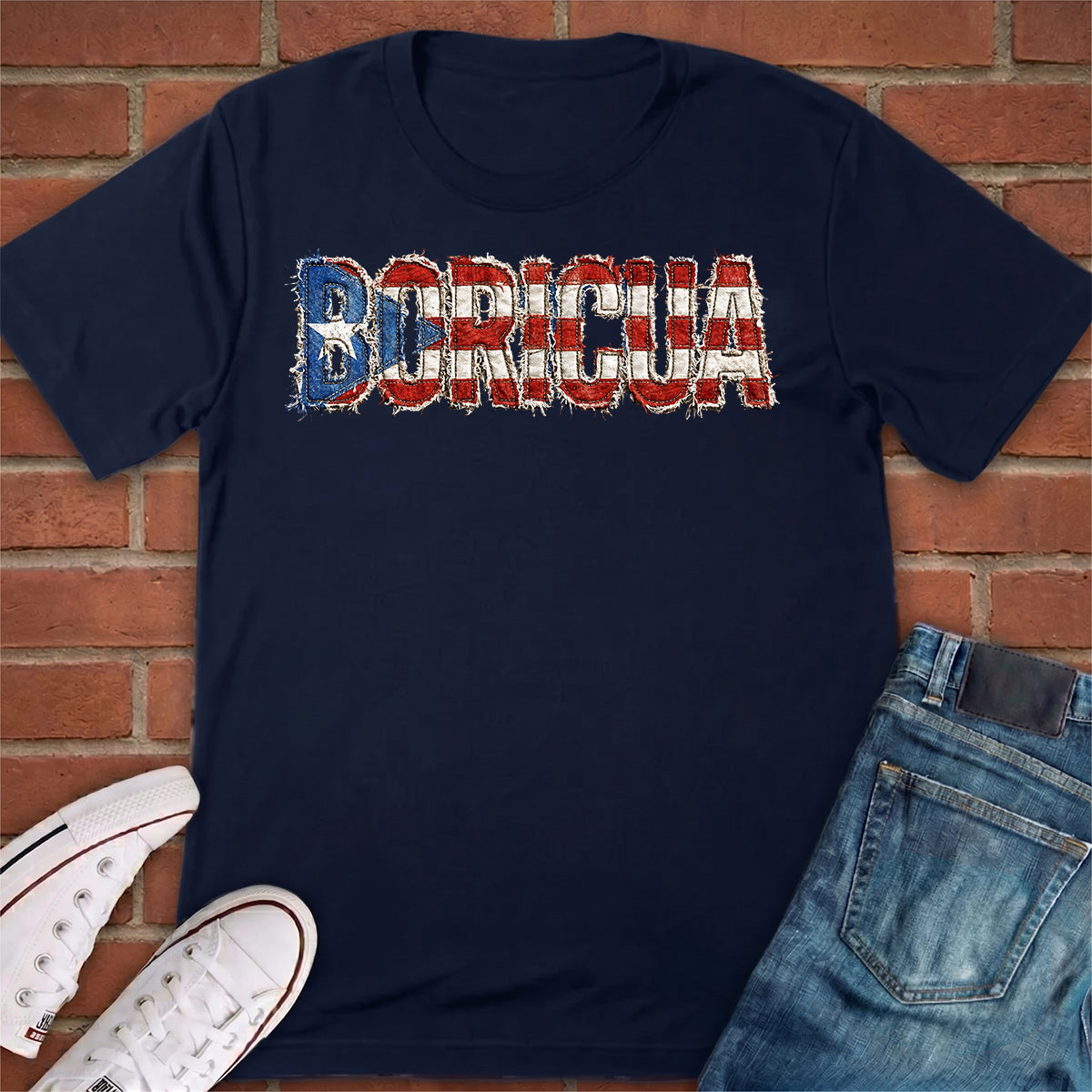 Distressed Boricua Printed T-shirt