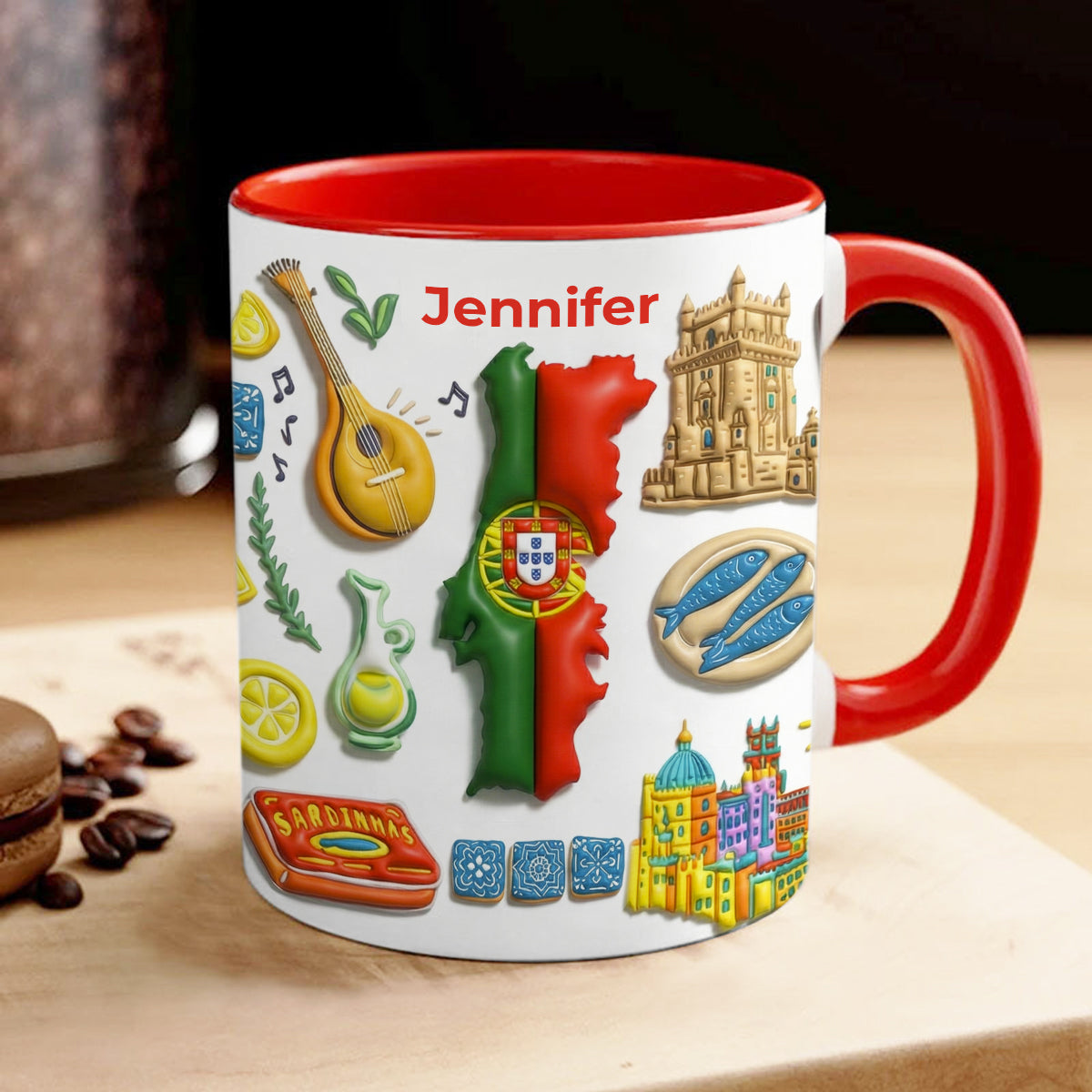 Custom Portugal Accent Mug With Clay Effect