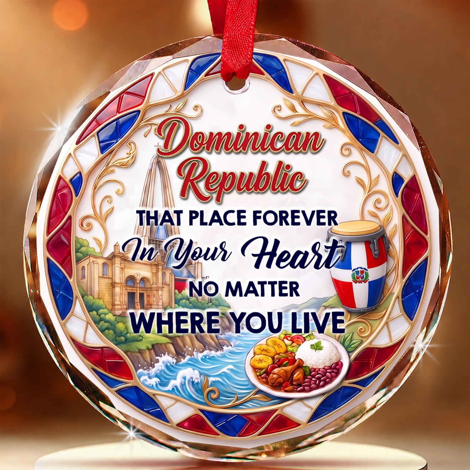 Dominican Republic That Place Forever In Your Heart 2D Print Circle Glass Ornament