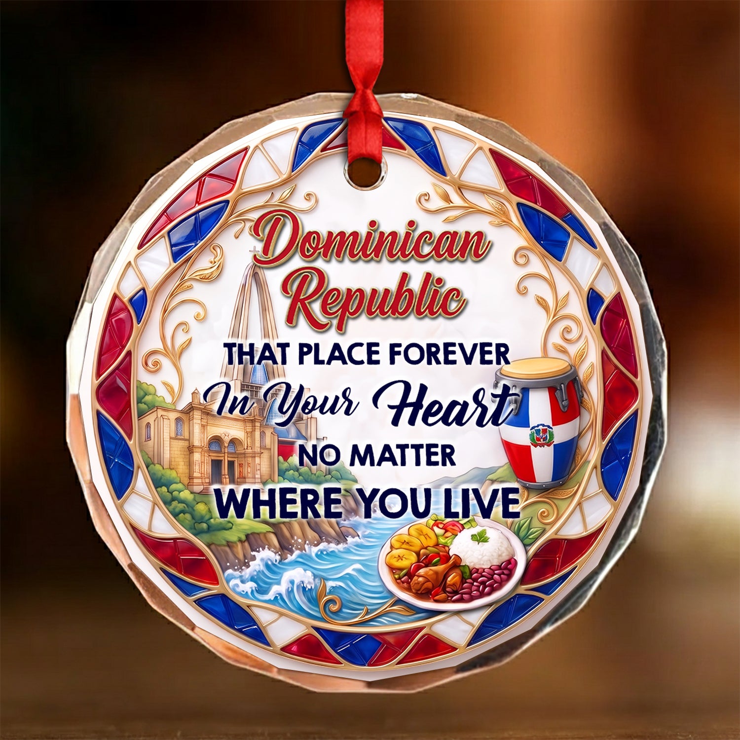 Dominican Republic That Place Forever In Your Heart 2D Print Circle Glass Ornament