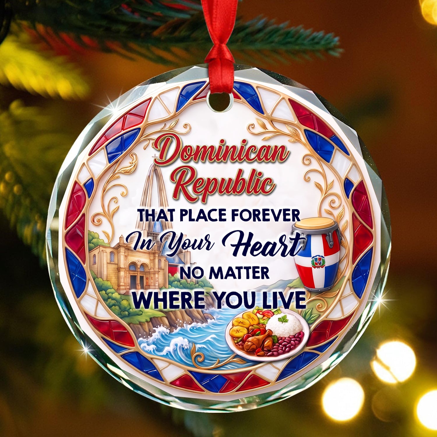 Dominican Republic That Place Forever In Your Heart 2D Print Circle Glass Ornament