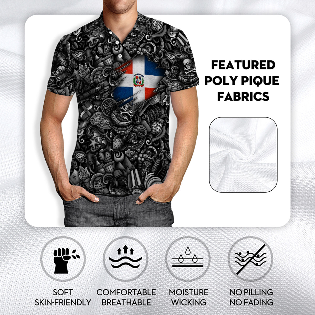 Dominican Republic Polo Shirt With Dominican Republic Flag