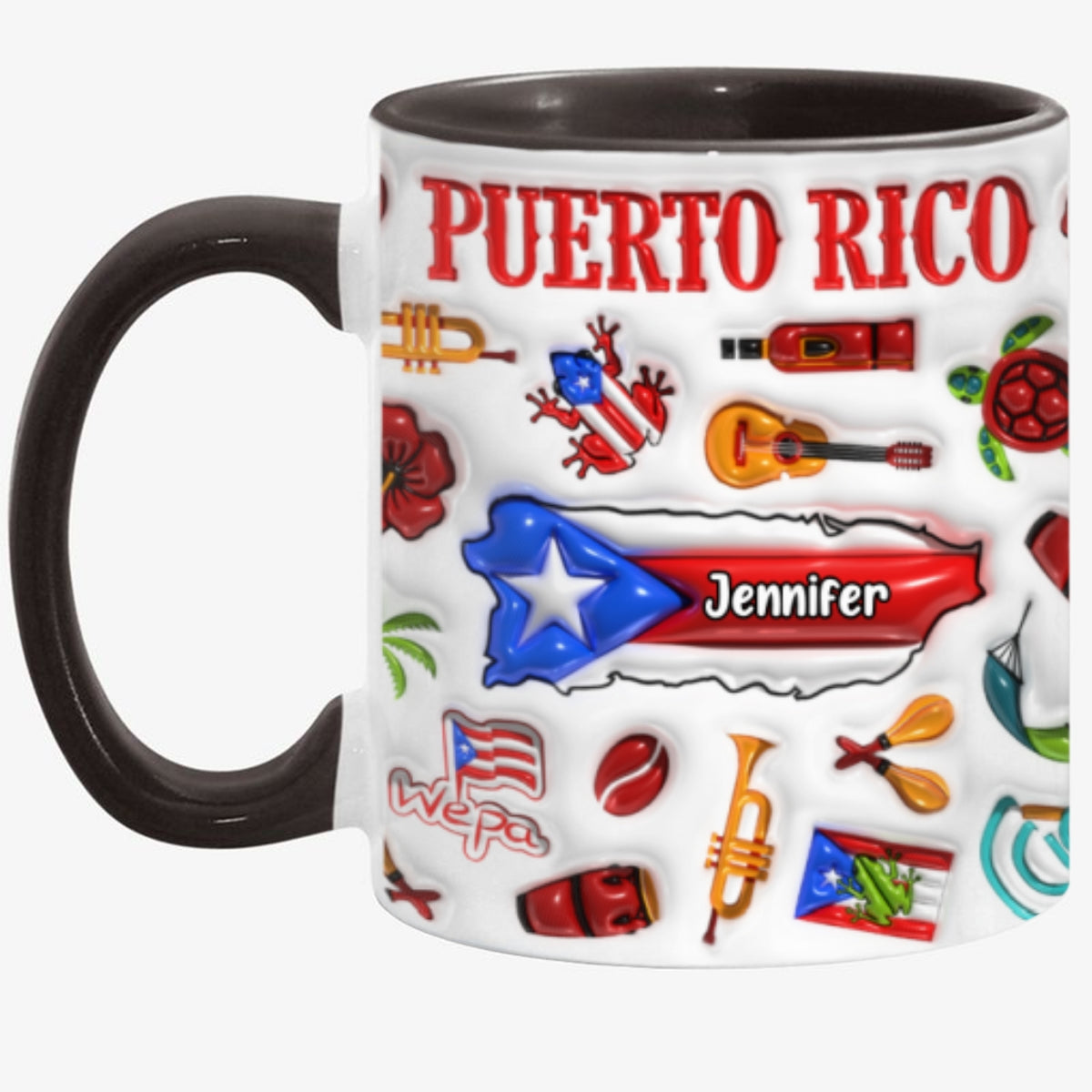 Custom Puerto Rico Accent Coffee Mug Cup With Your Name