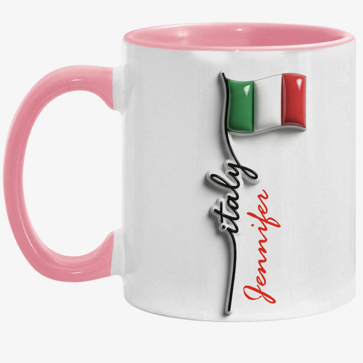 Custom Italy Flag Accent Mug With Your Name