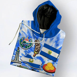 El Salvador Flag Hoodie With Symbols Tie Dye