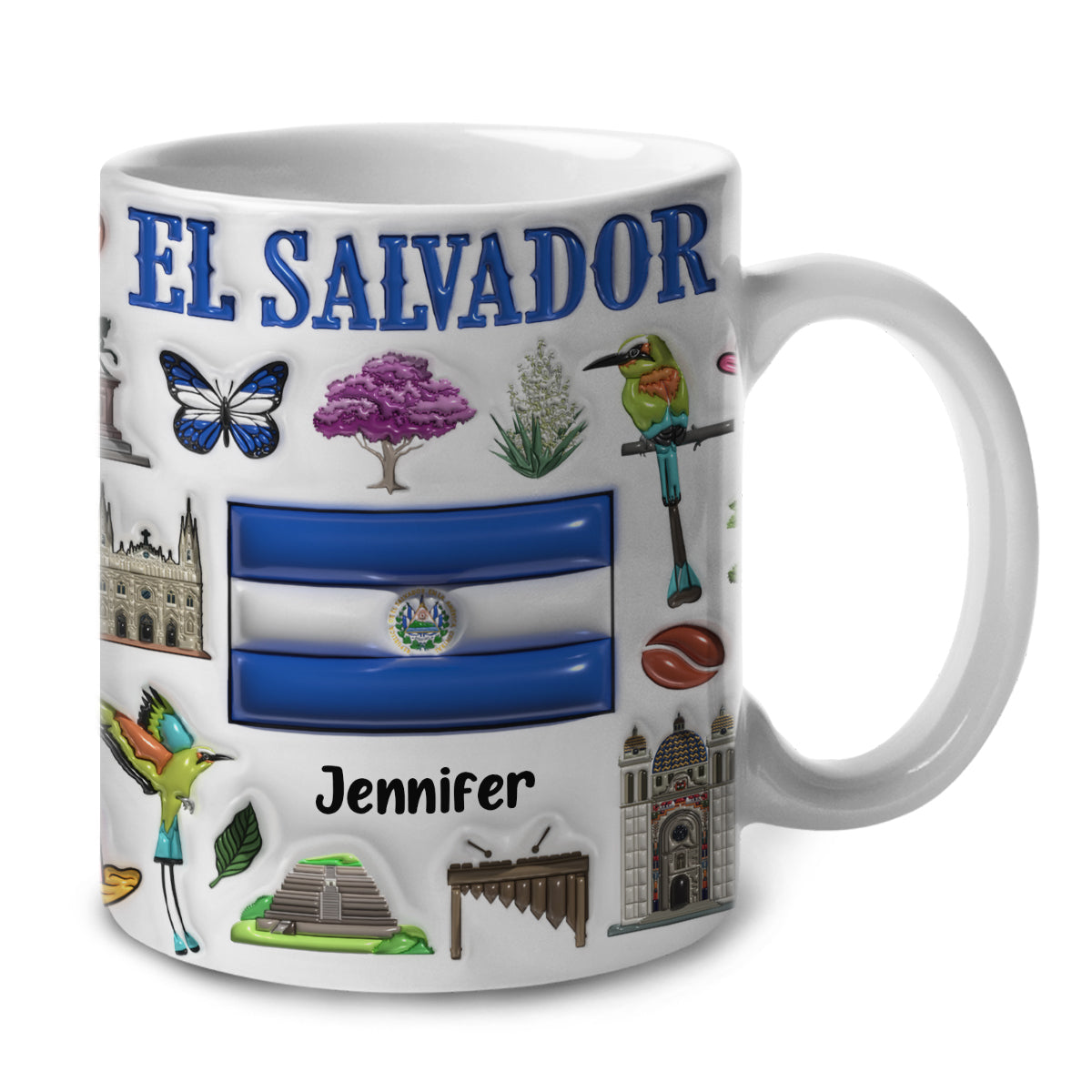 Custom El Salvador Coffee Mug Cup With Your Name
