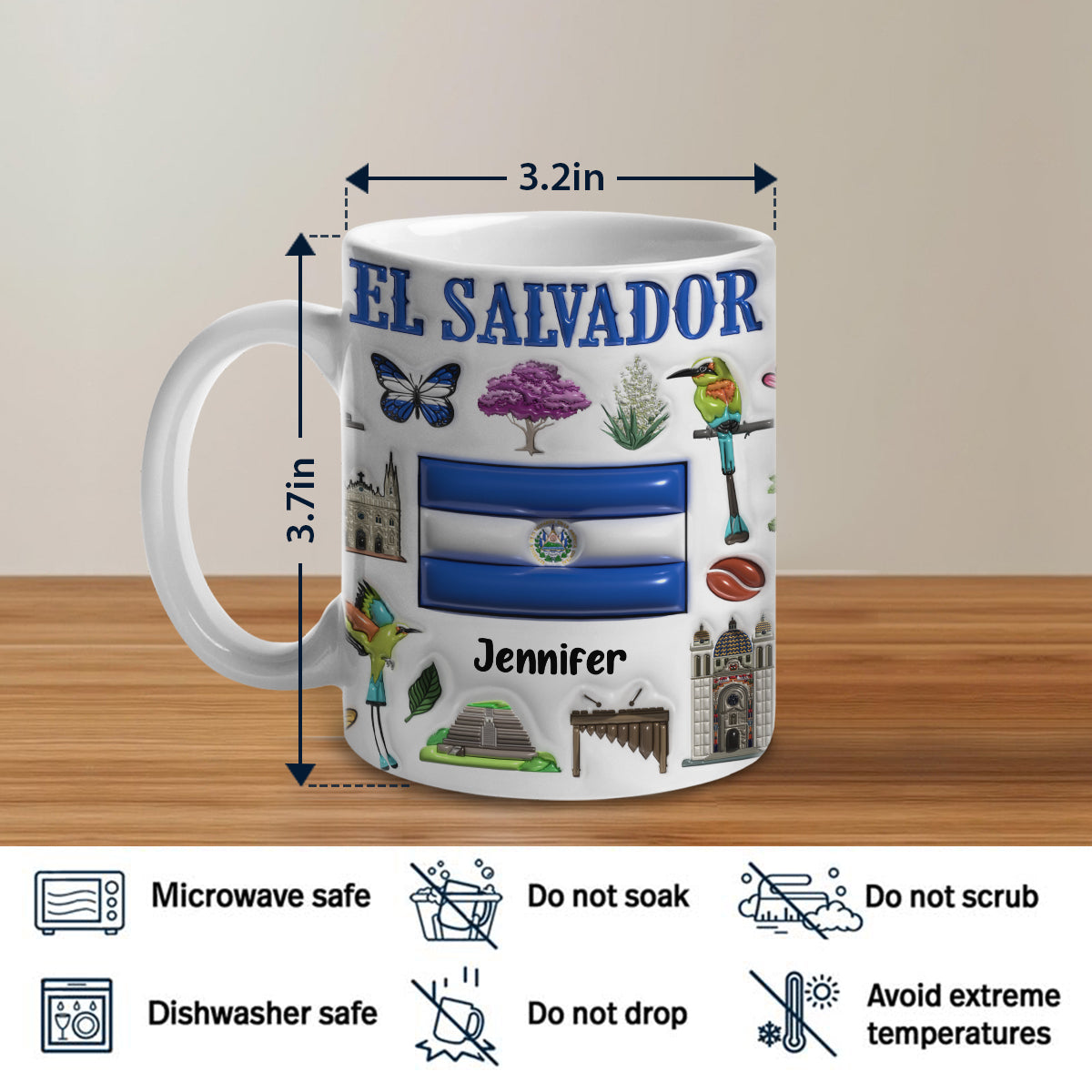 Custom El Salvador Coffee Mug Cup With Your Name