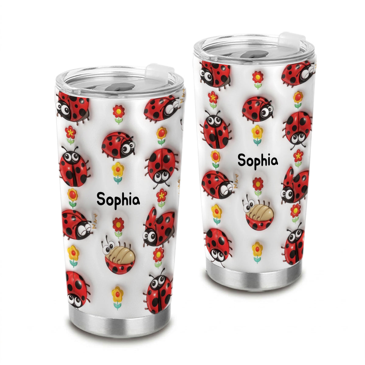 Personalized Ladybug Tumbler Cup With Name, Custom Ladybug Lovers Gifts