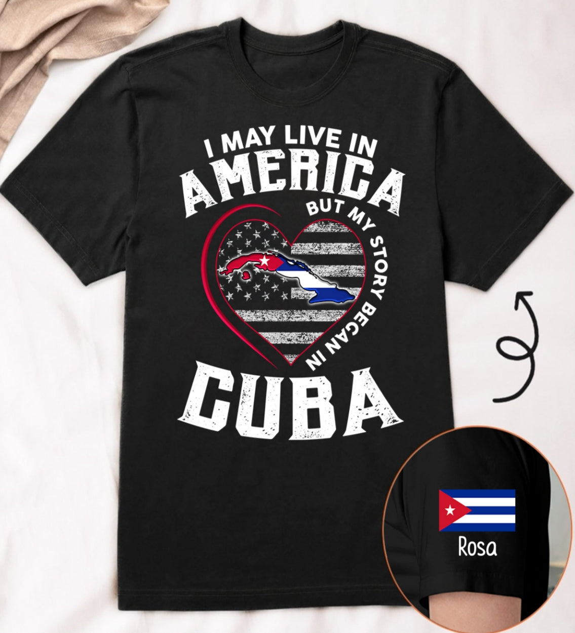 Custom My Story Began In Cuba T-shirt With Name On The Sleeve