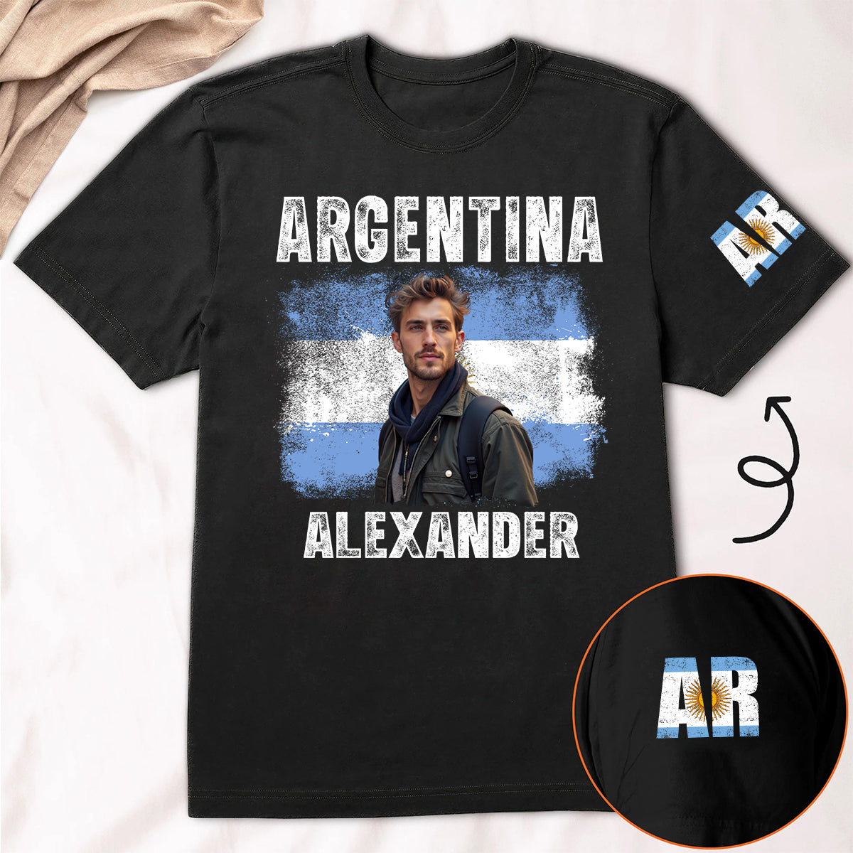 Custom Argentina T-shirt With Photo And Name