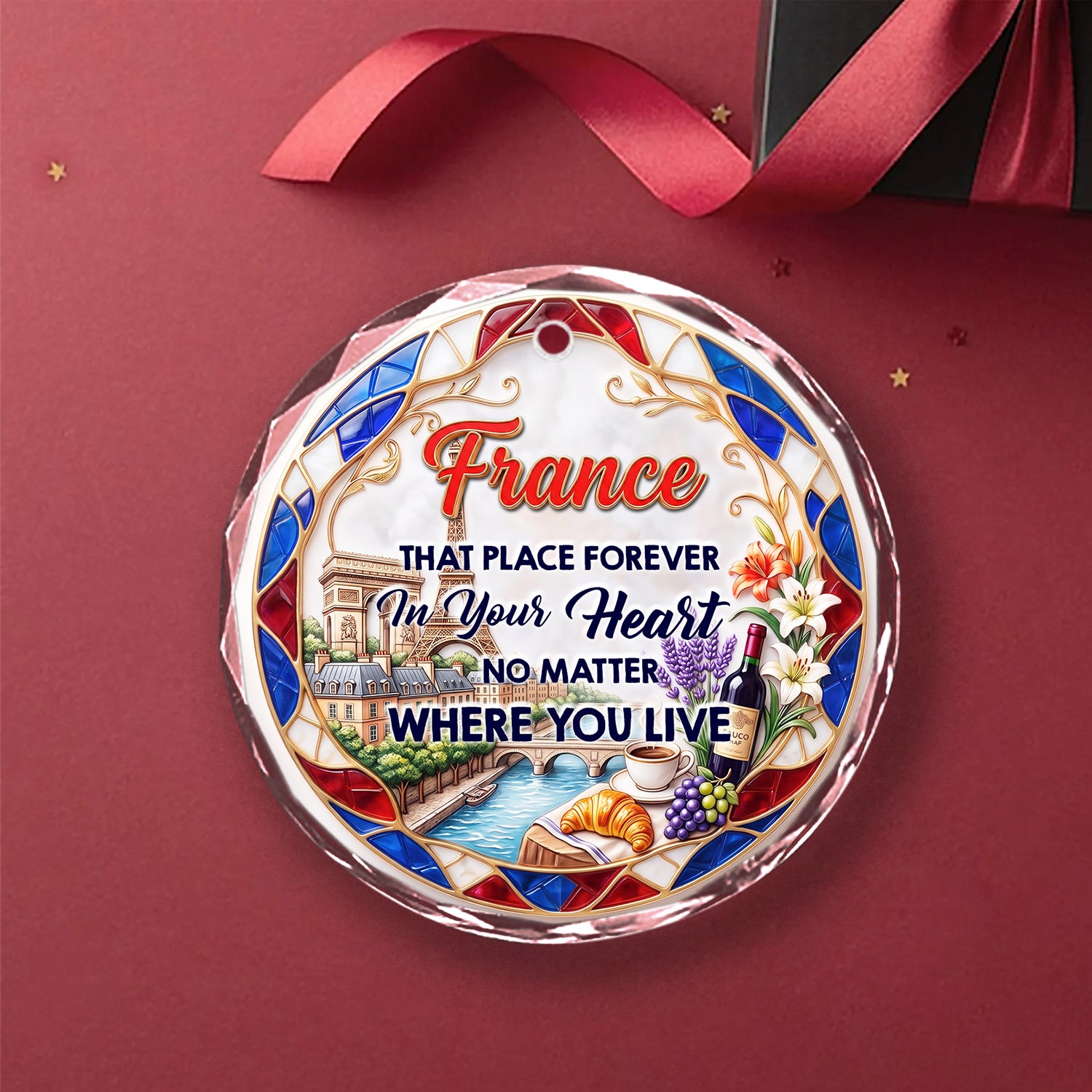 France That Place Forever In Your Heart 2D Print Circle Glass Ornament