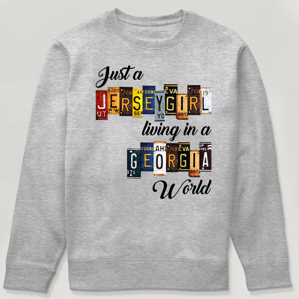 Just A Jersey Girl Living In Georgia World T-shirt With License Plate Style