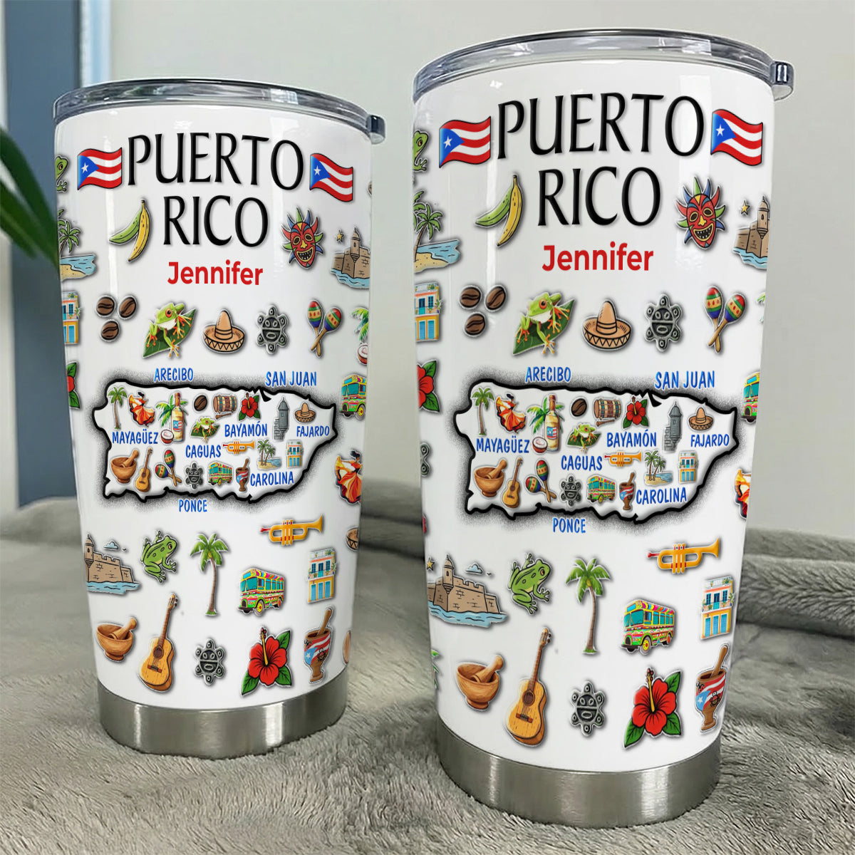 Custom Puerto Rico Map Tumbler With Your Name