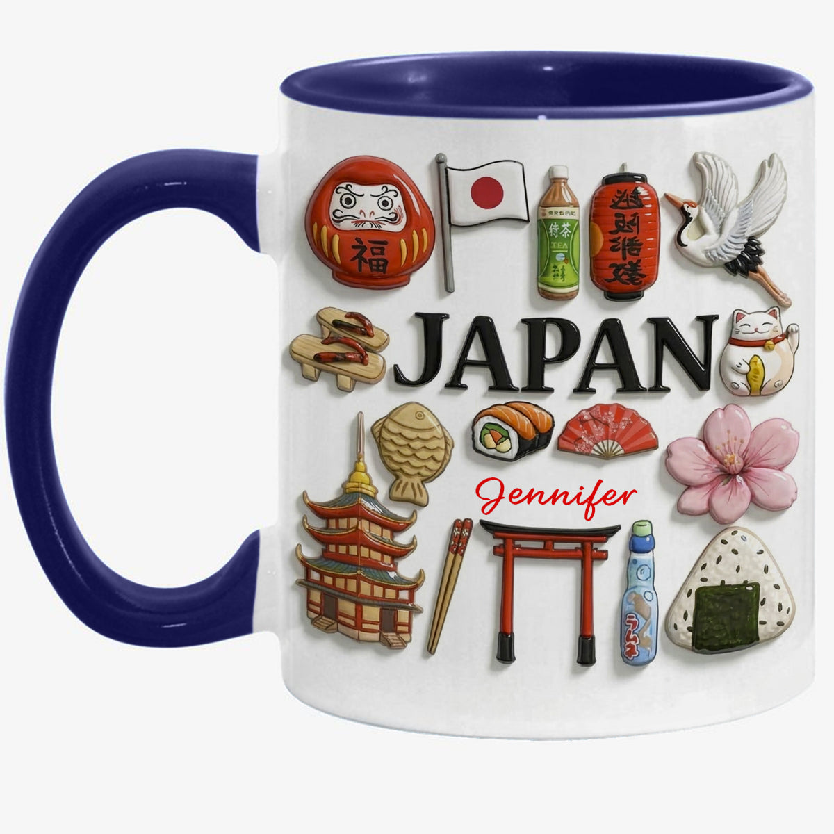 Custom Japan Accent Mug With Many Japan Symbols