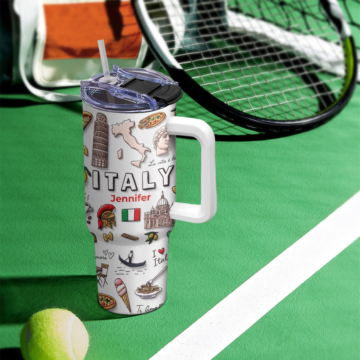 Custom Italy Symbols 40oz Tumbler With 3D Print