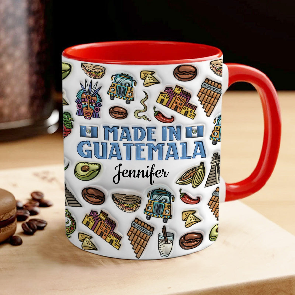 Customize Made In Guatemala Coffee Accent Mug With Symbols