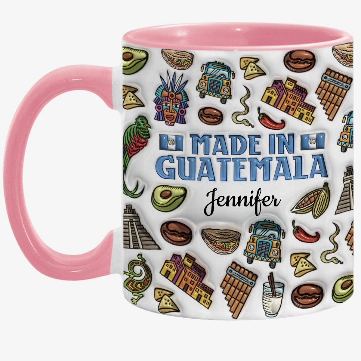 Customize Made In Guatemala Coffee Accent Mug With Symbols