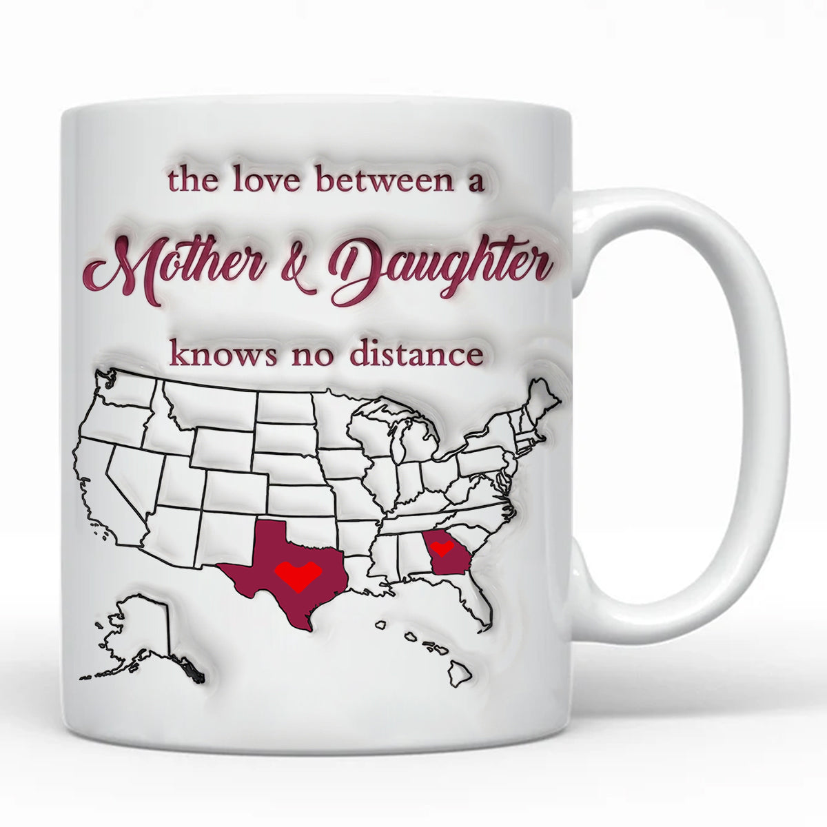 Personalized Gift For Mom Long Distance Mother And Daughter State Map Coffee Mug Cup