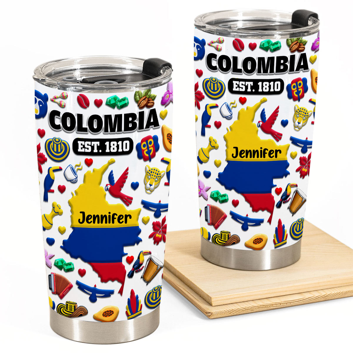 Custom Colombia EST 1810 Tumbler Cup With Your Name