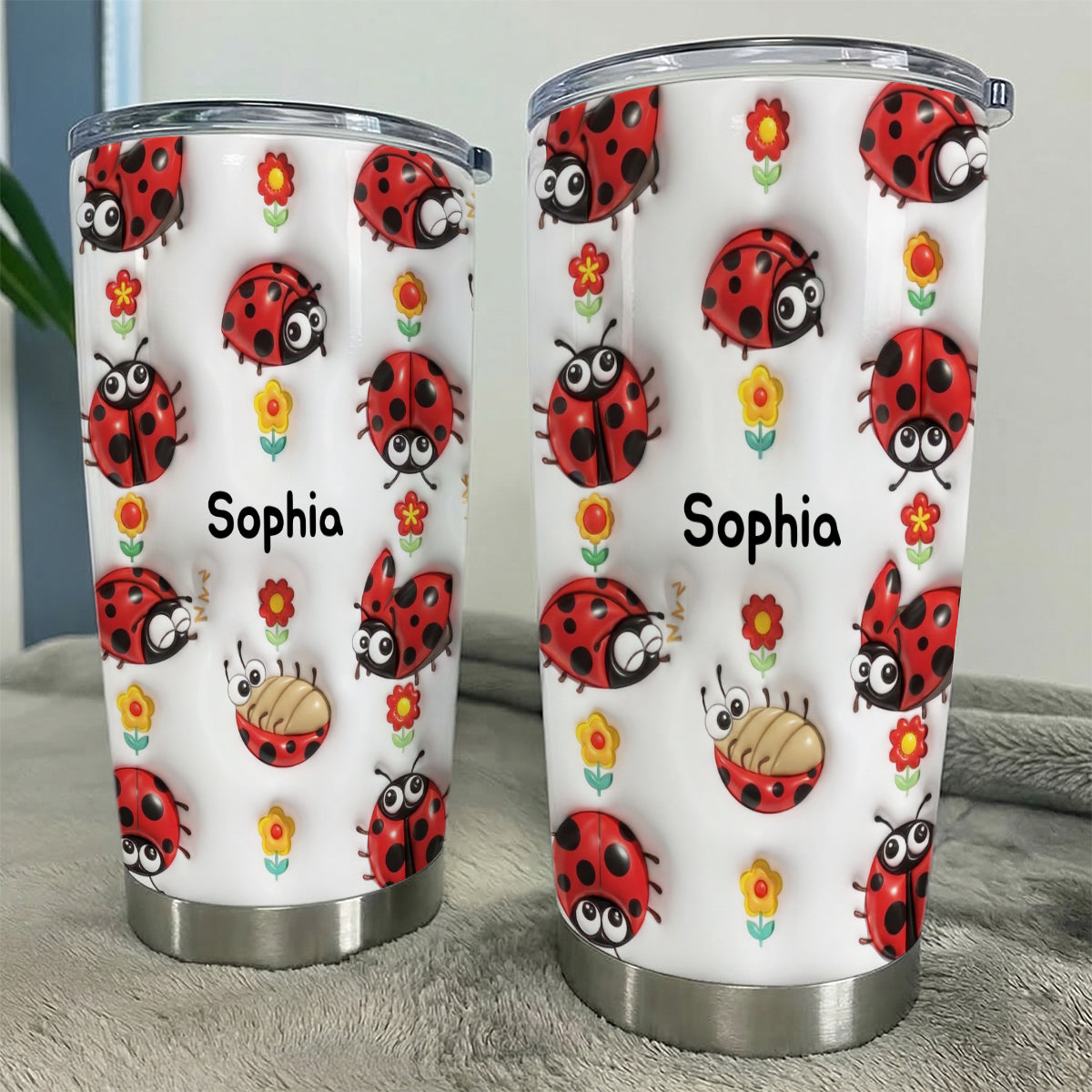 Personalized Ladybug Tumbler Cup With Name, Custom Ladybug Lovers Gifts