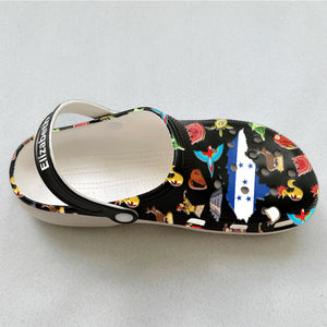 Honduras Customized Clogs Shoes With Honduran Flag And Symbols Black Background
