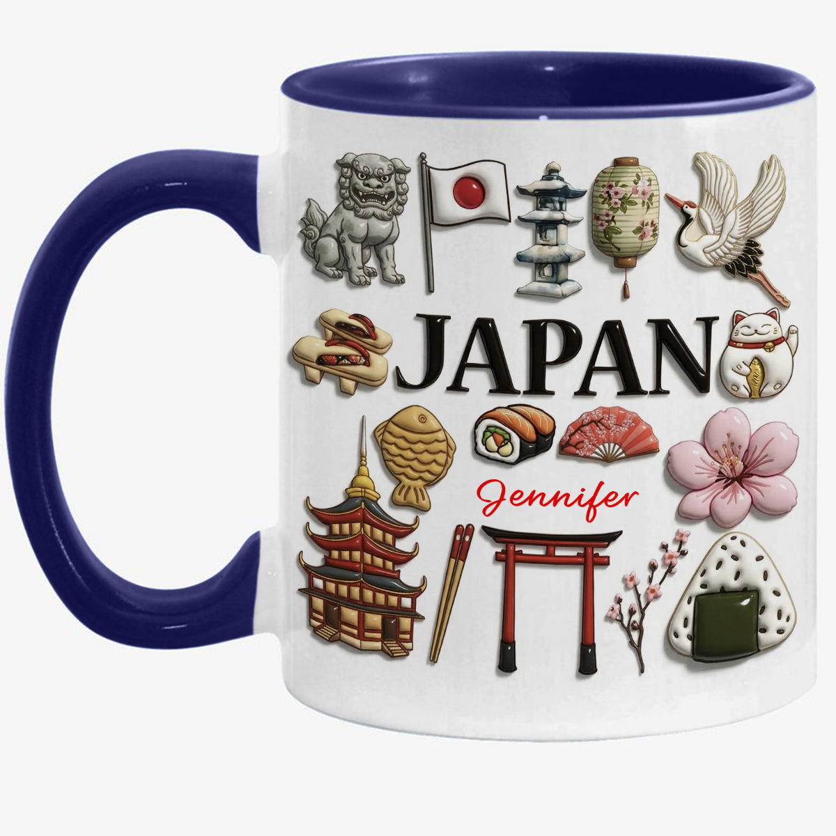 Custom Japan Accent Mug With Many Japan Symbols v2