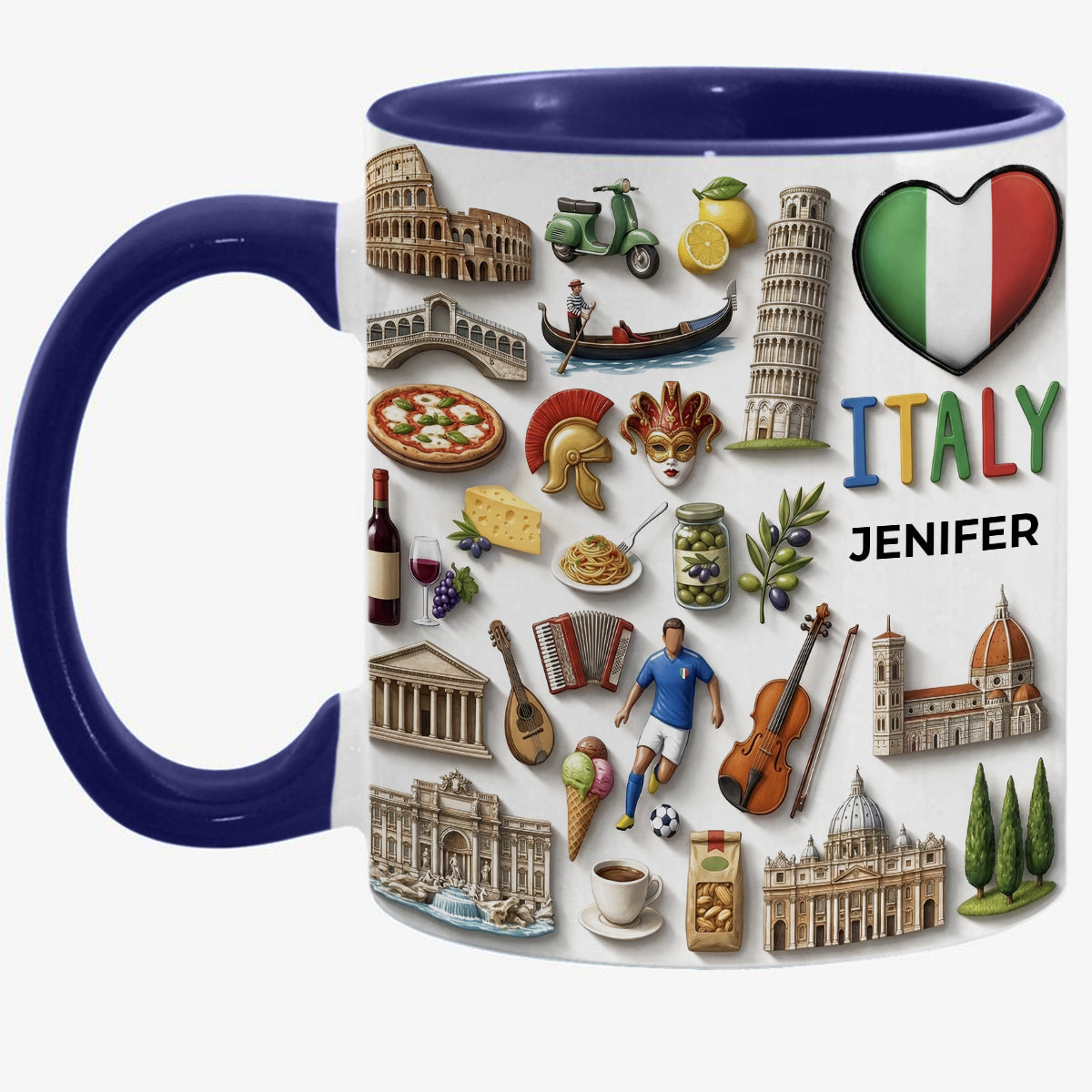 Custom Italy Accent Mug With Italy Heart