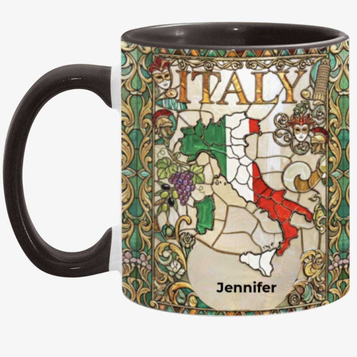 Custom Italy Italia Accent Mug With Flower Patterns