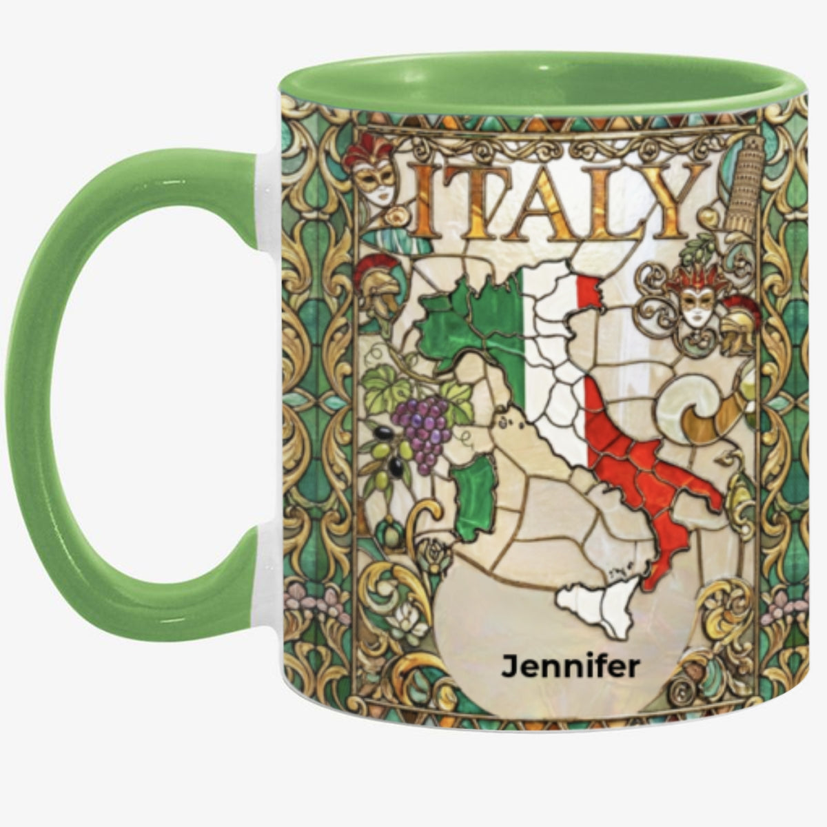 Custom Italy Italia Accent Mug With Flower Patterns