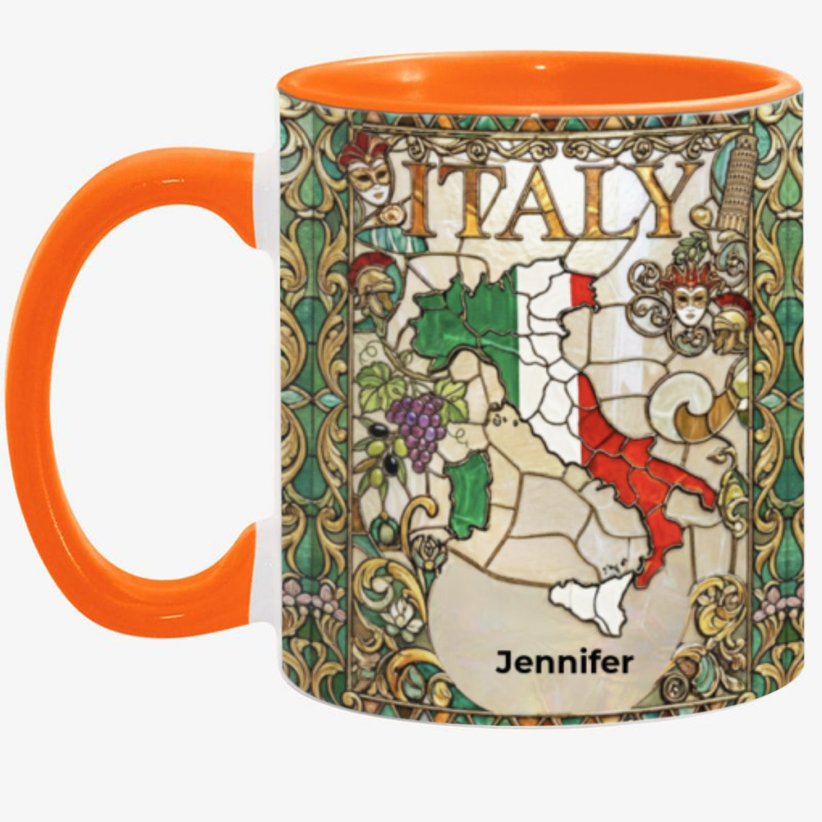 Custom Italy Italia Accent Mug With Flower Patterns