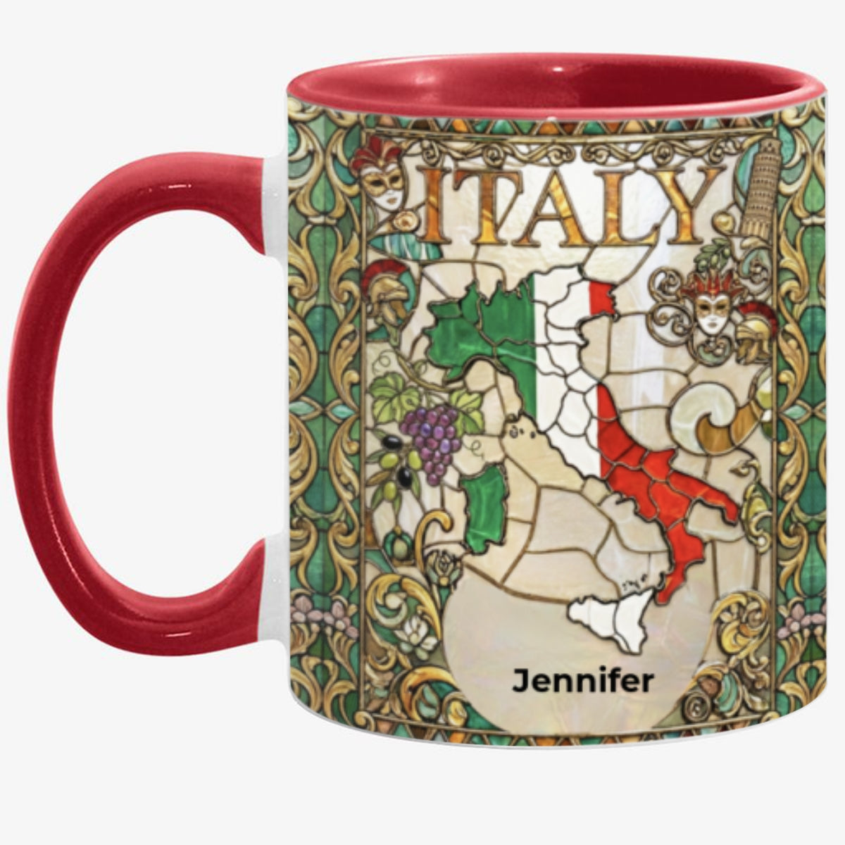 Custom Italy Italia Accent Mug With Flower Patterns