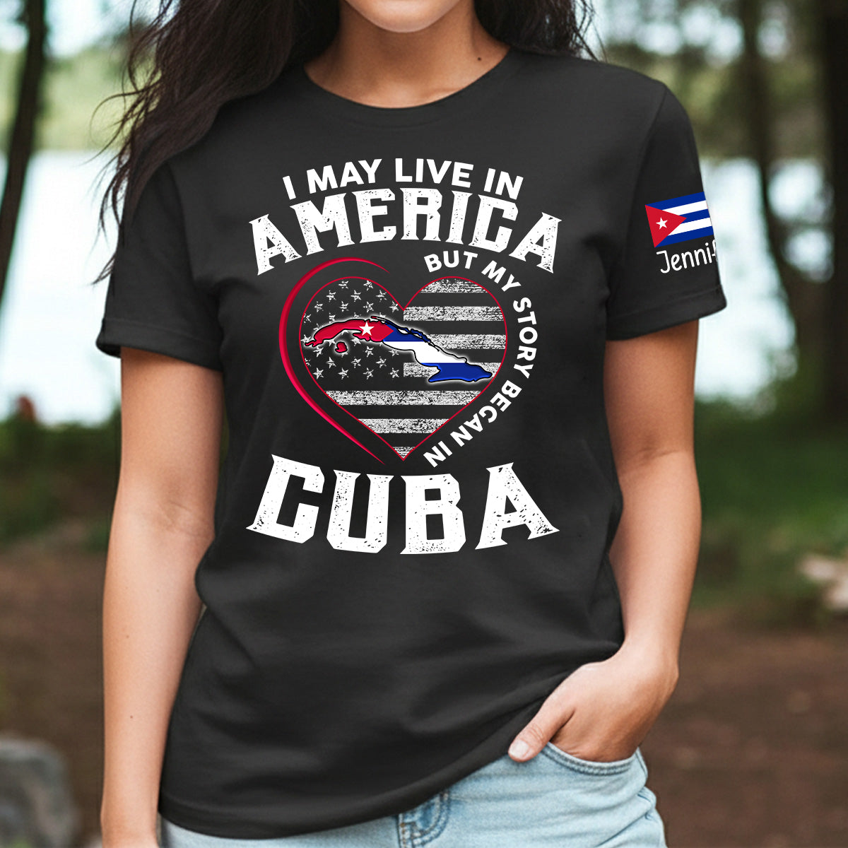 Custom My Story Began In Cuba T-shirt With Name On The Sleeve