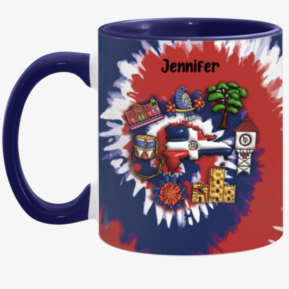 Customized Dominican Republic Coffee Mug Cup With Tie Dye Effect