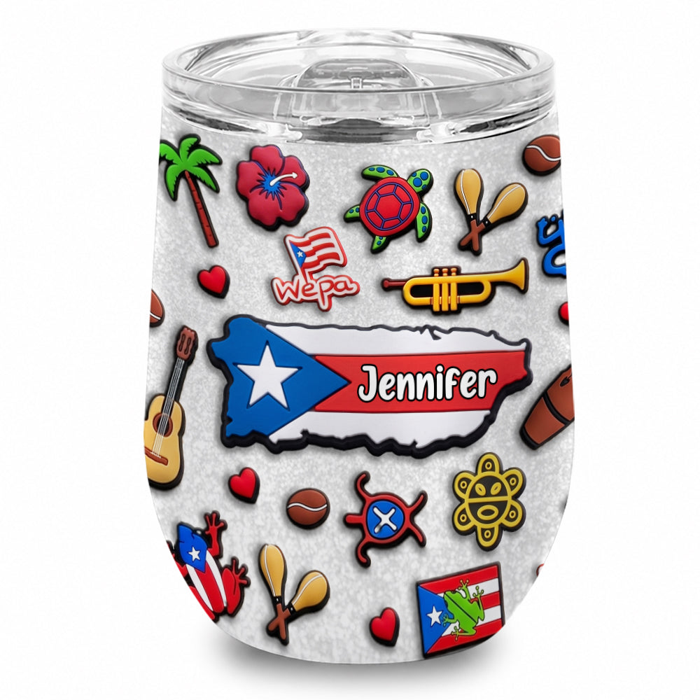 Custom Puerto Rico Tumbler 12oz With Many Color Background