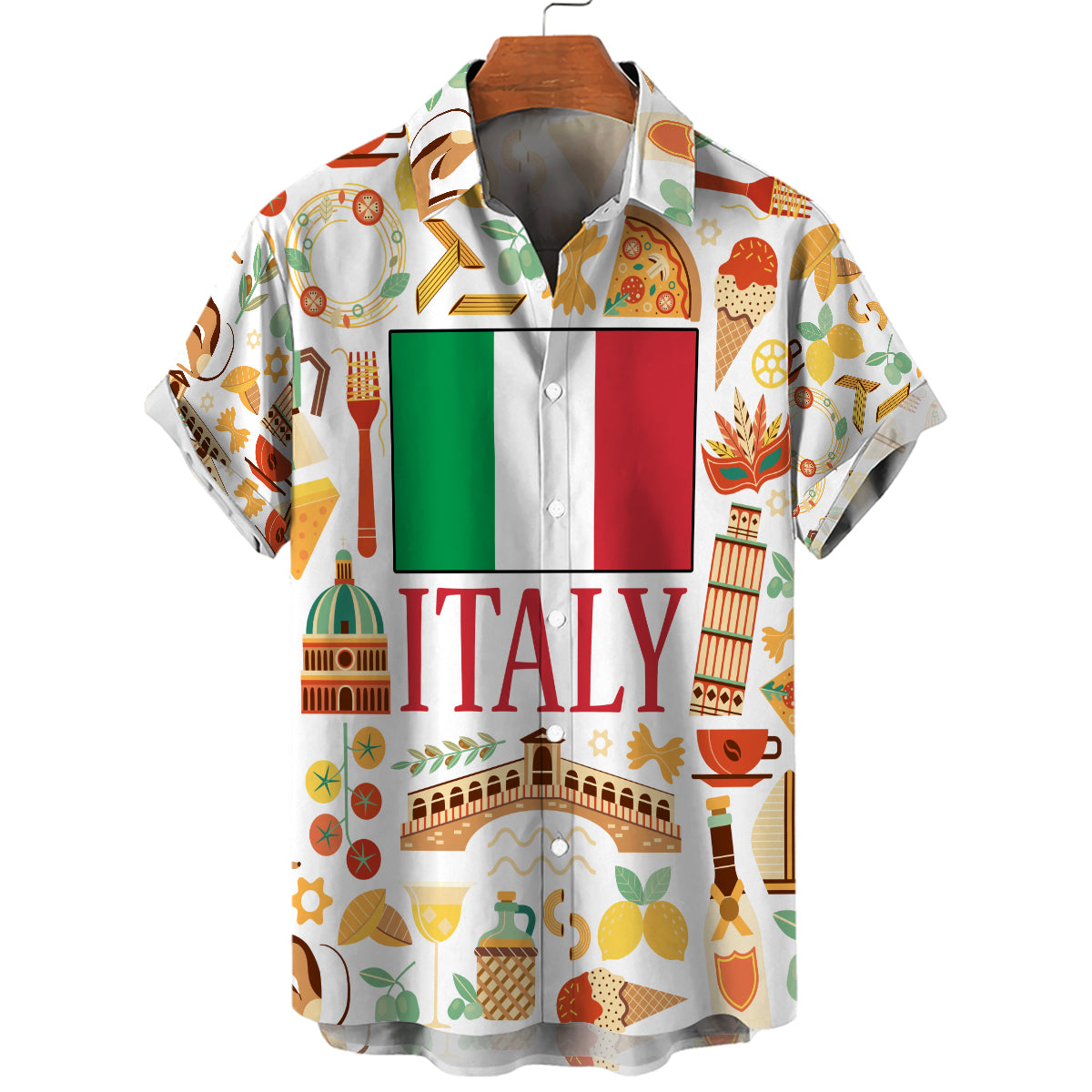 Italy Hawaiian Shirt With Italy Flag In Center