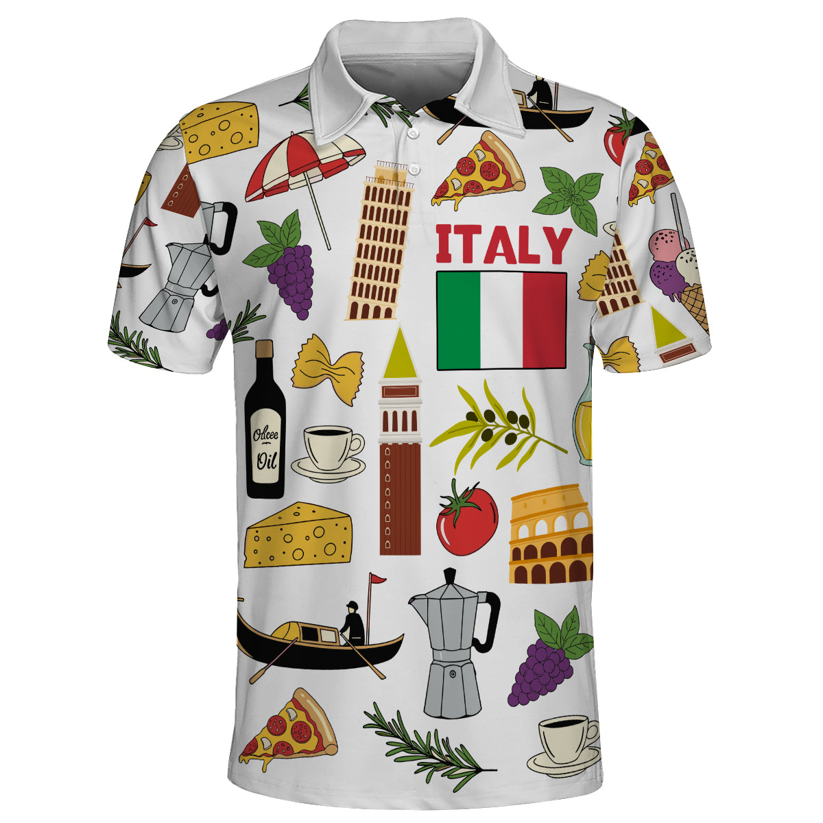 Italy Flag With Symbols Polo Shirt