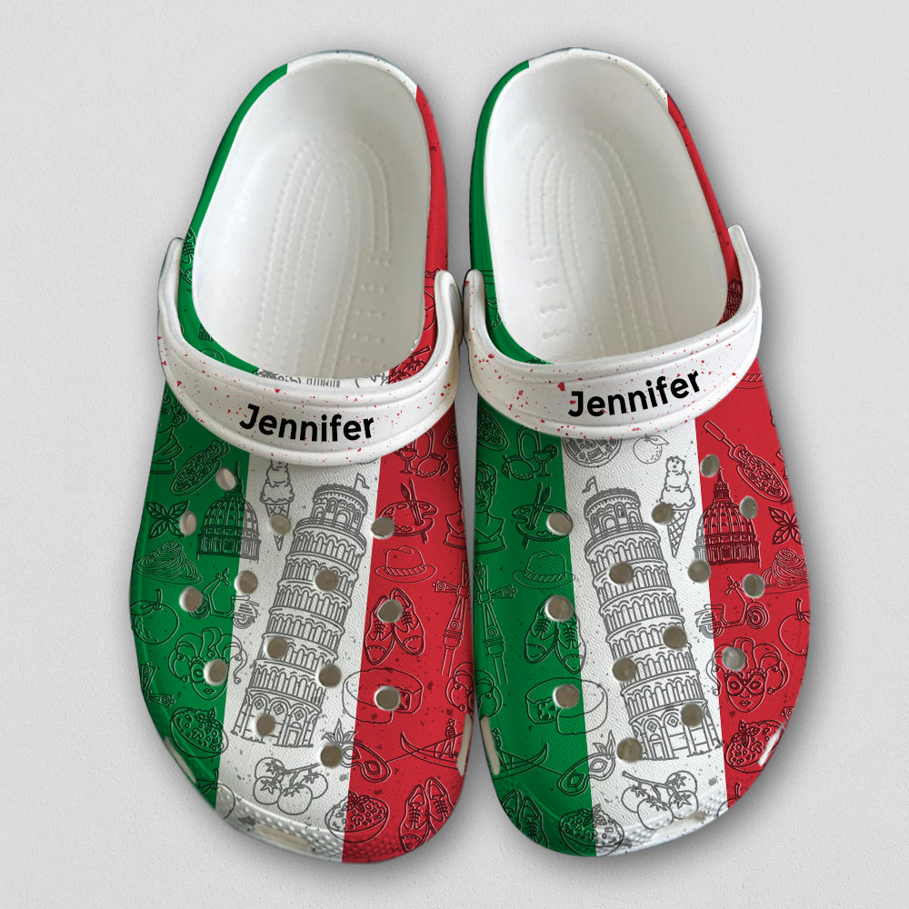 Italy Flag Personalized Clogs Shoes With Your Name