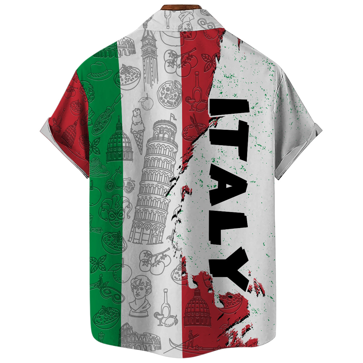 Italy Hawaiian Shirt With A Half Flag And Symbols