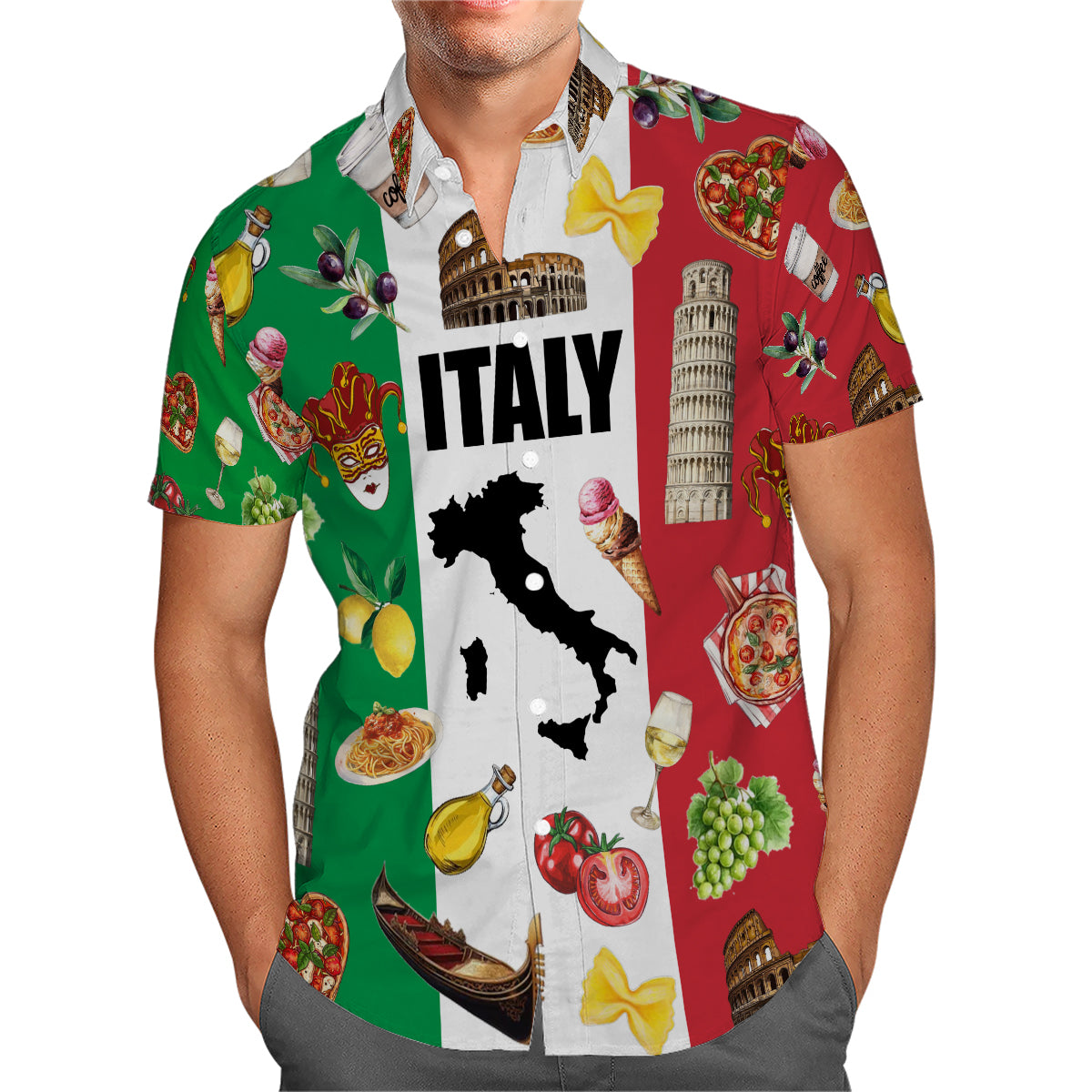 Italy Flag, Symbols Hawaiian Shirt For Italian