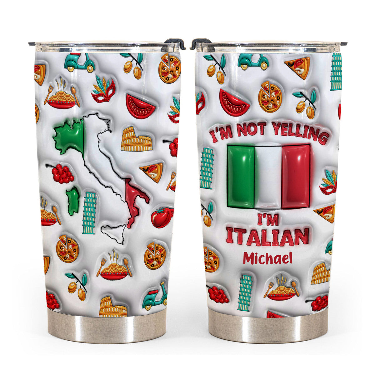 I'm Not Yelling I'm Italian Personalized Tumbler With Your Name