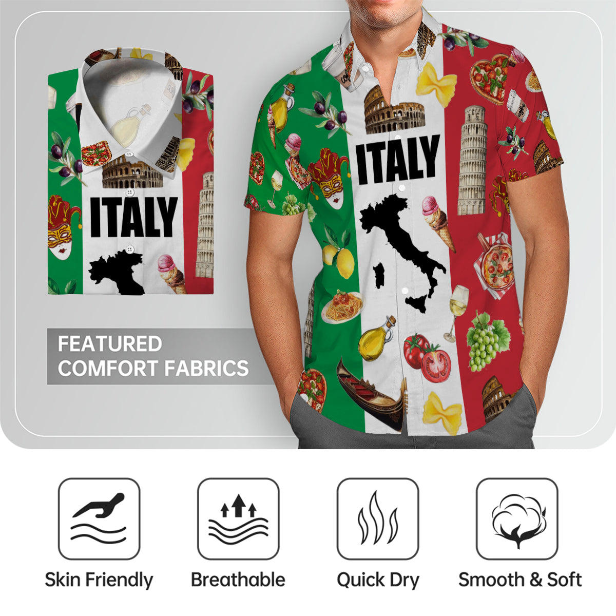 Italy Flag, Symbols Hawaiian Shirt For Italian