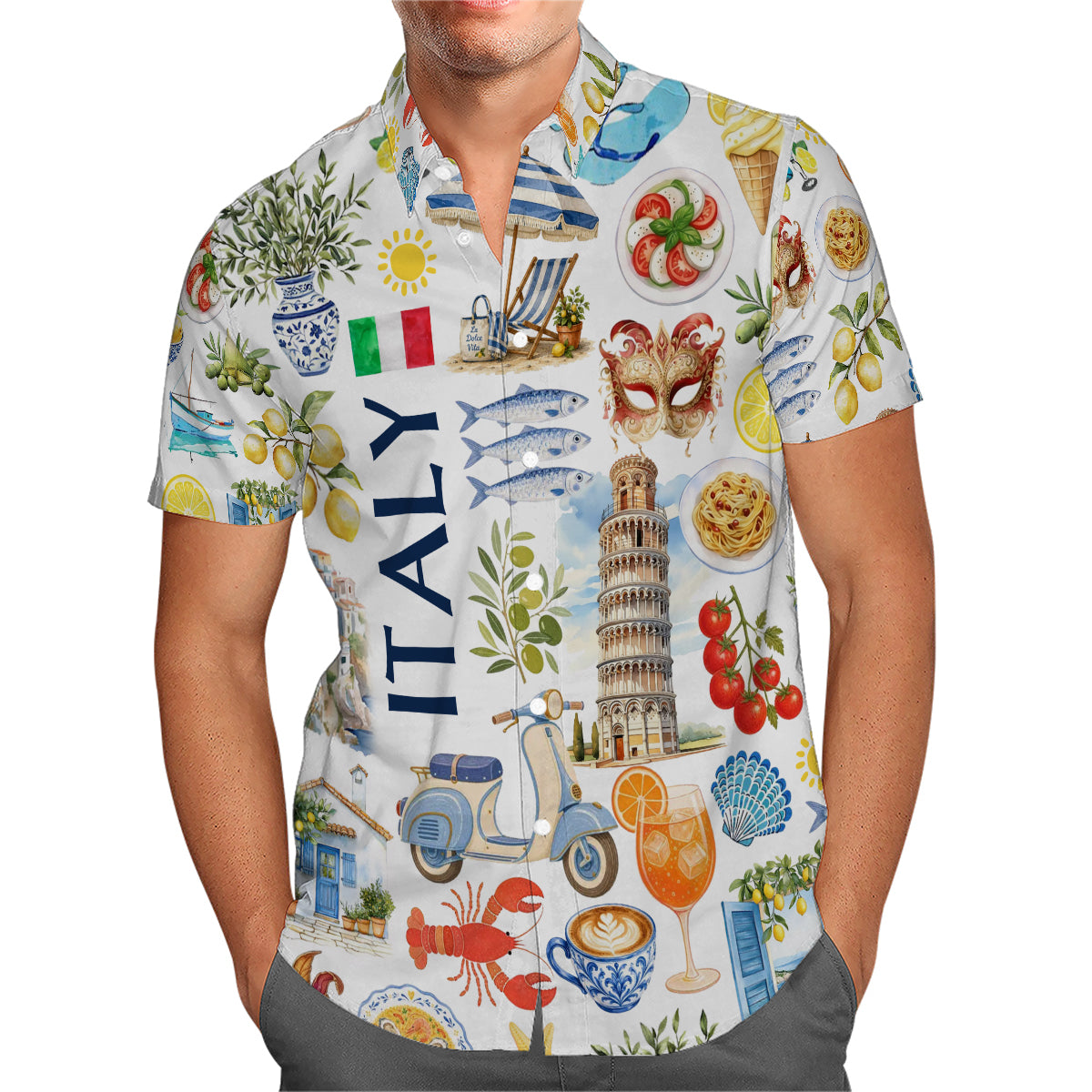 Italy Hawaiian Shirt With Tropical Colors
