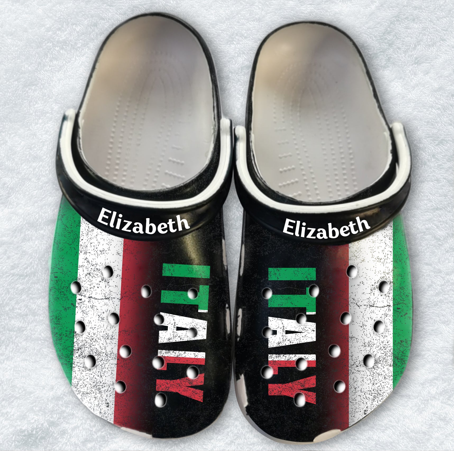 Italy Personalized Clogs Shoes With A Half Flag