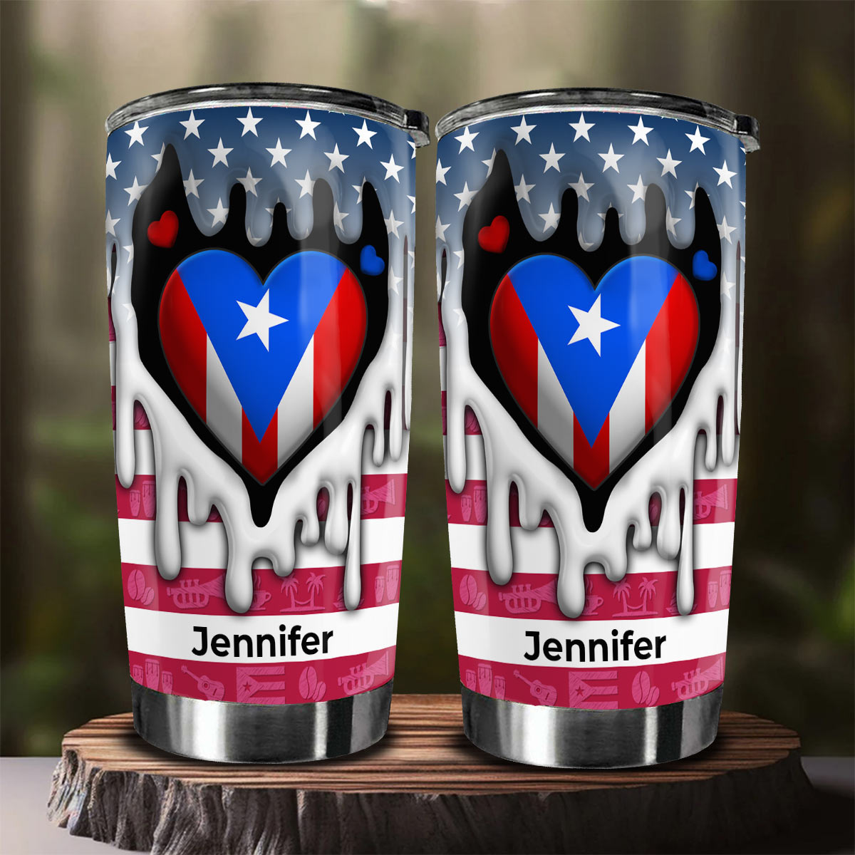 Custom Puerto Rico Tumbler With Puerto Rico Heart