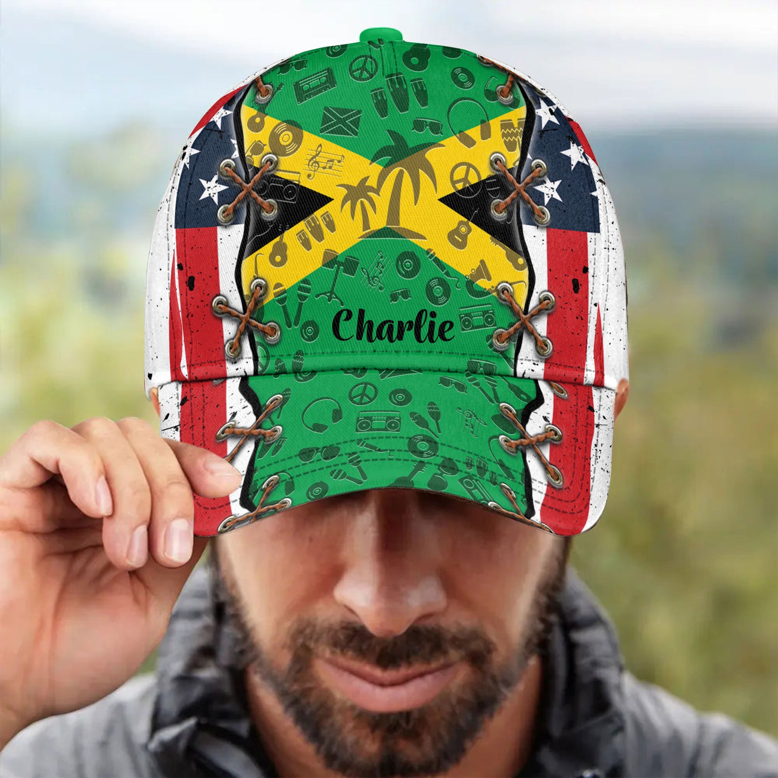 Jamaica Flag Dual Citizen Personalized Classic Cap